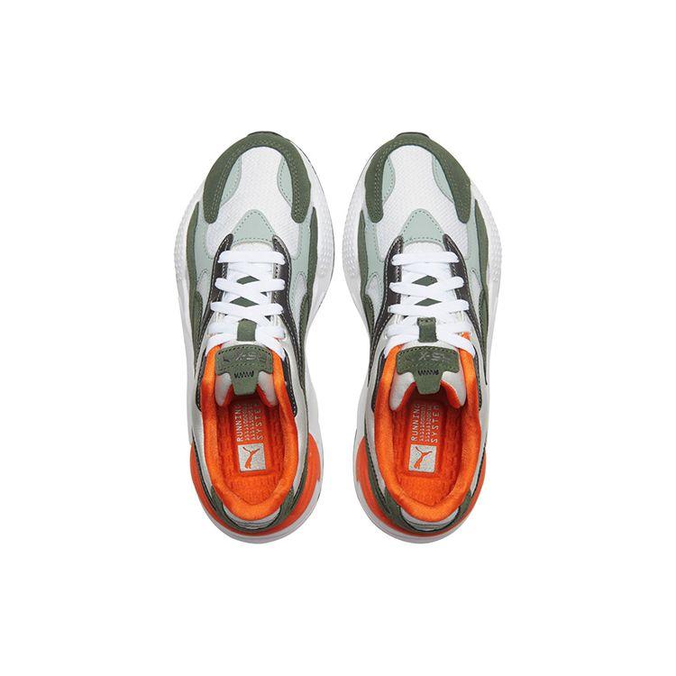 Puma Rs-X Mixed Metallic Fabric Layered Leather Casual Sneakers Women Sneakers White Green 374668-01