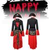 Women's Pirate Costume Set With Red Dress Hat And Belt Perfect For Halloween Parties