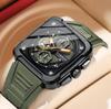 CURREN 8461 Men's Square Sports Watch with Silicone Strap and Multifunctional Six-Needle Calendar