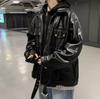 Men's Retro Double Zipper Hooded Leather Jacket - Autumn/Winter Trendy Motorcycle Style