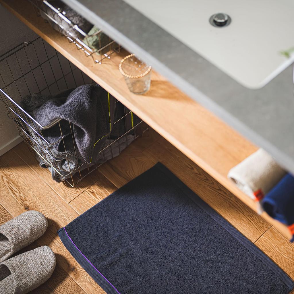 OSTDplus (OSTD Plus) Navy Washable Bath Mat, Terry Cloth, Bathroom Foot Mat, Approx. 60 x 40 cm