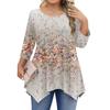 Womens Plus Size 3/4 Sleeve Shirts  Round Neck Tunic Tops Basic Loose Fit Tee Tops L-5XL