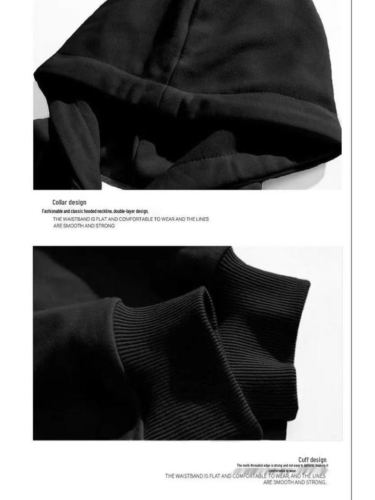 Amerikanisches Kapuzensweatshirt mit Little Flame Stickerei für Damen und Herren – Vielseitige lockere Passform für Herbst/Winter.