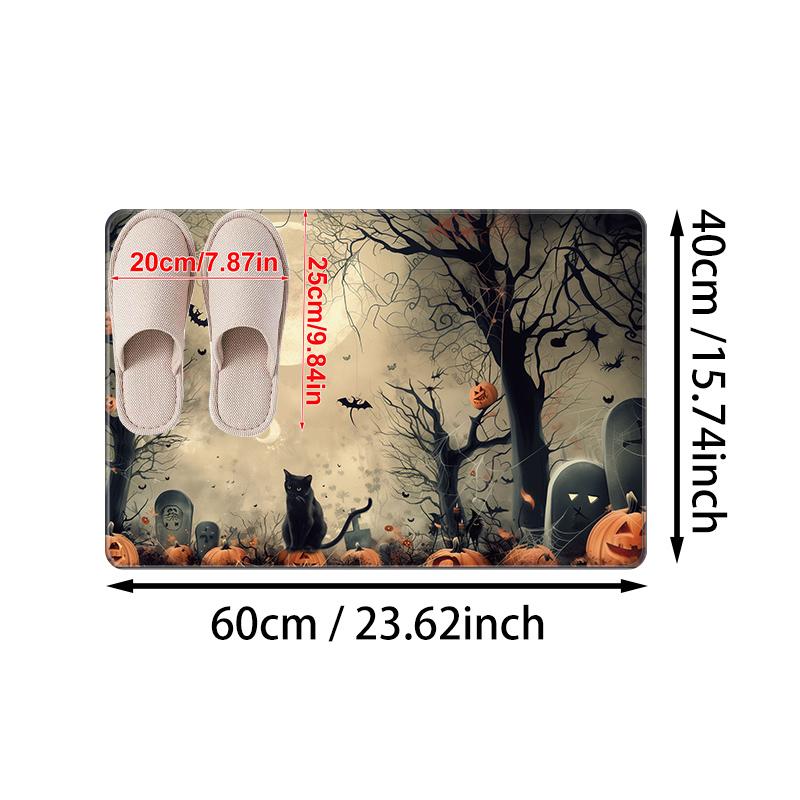 

Хэллоуин Тематический черный кот Дверной коврик Ведьма Черный кот на кладбище Ковер для дома Кухня Ванная комната Напольный коврик Декор Хэллоуин