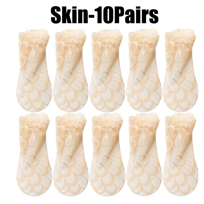 Fashion Women Lace Flower Mesh Socks Non-slip Invisible Liner Sock Female Elastic Comfy Thin Breathable Ankle Socks