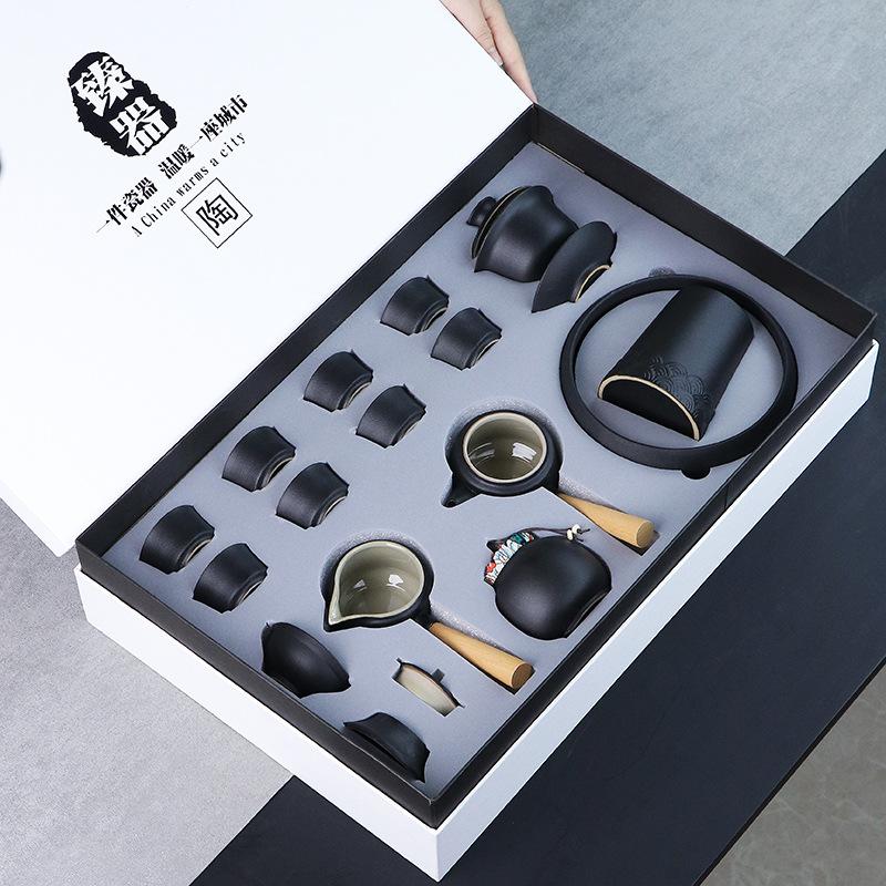 Travel tea set tea tray household kung fu tea set outdoor portable teapot ceramic business gift