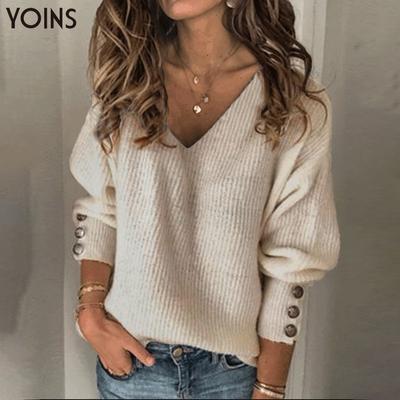 plain lapel patchwork winter loose sweater