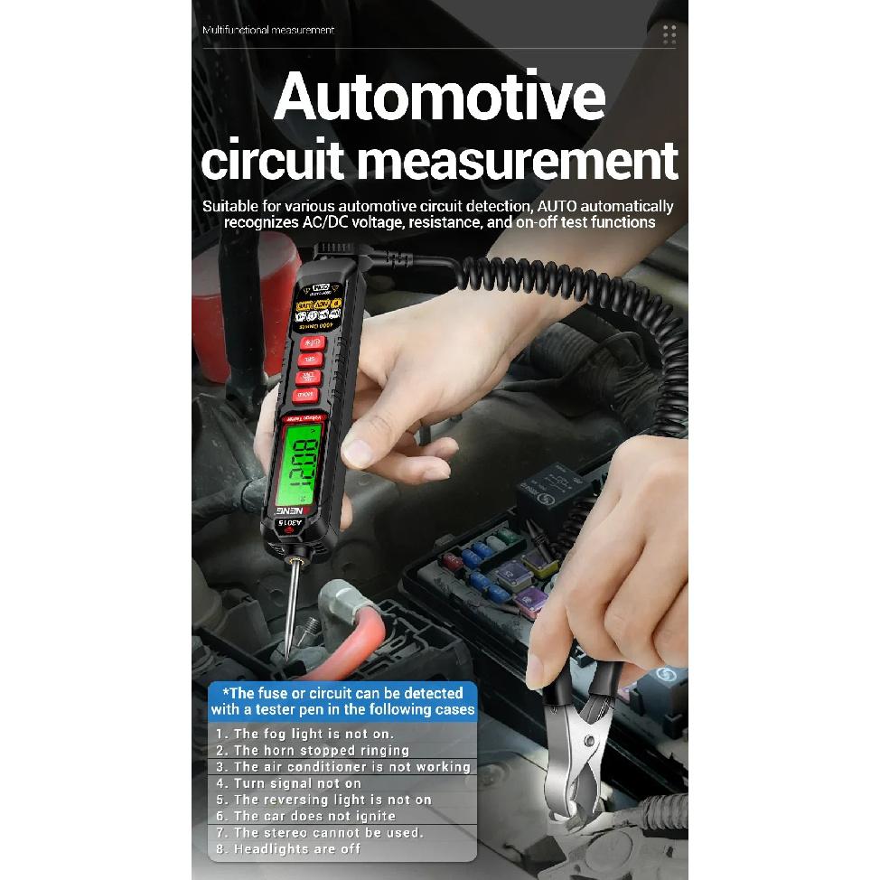 Car Voltage Detector Pen ANENG A3015  Non-Contact Voltage Tester Volt Resistance Continuity Car Fault Maintenance Circuit Test