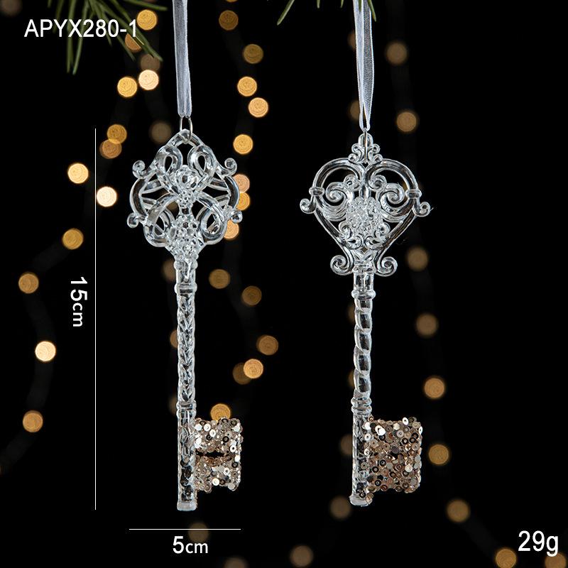 New Christmas Decoration Glitter Acrylic Ornament Transparent Snowflake Pendant for Xmas Tree Scene Decor Happy New Yeart