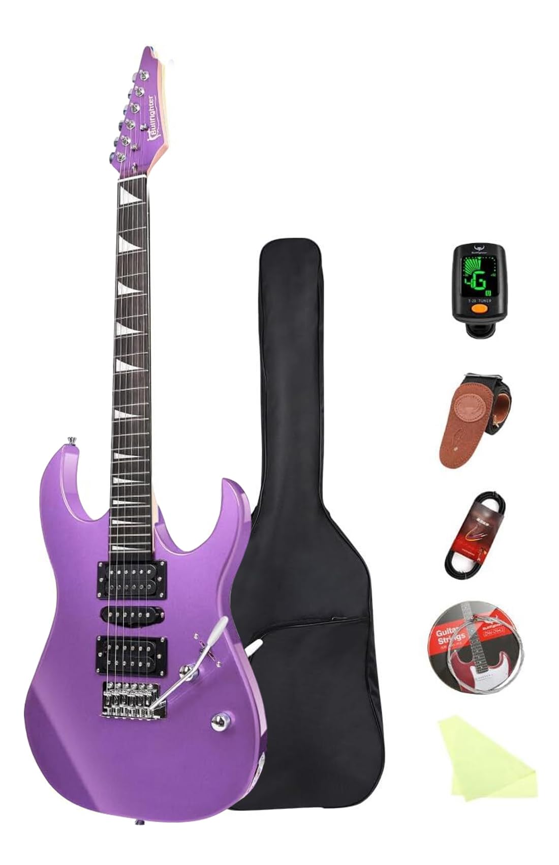 Bullfighter Electric Guitar ST Single Shake Adult Beginner Instrument HSH Rock Pro Performance Electric Guitar Set D150 Acoustic-Electric (Purple)