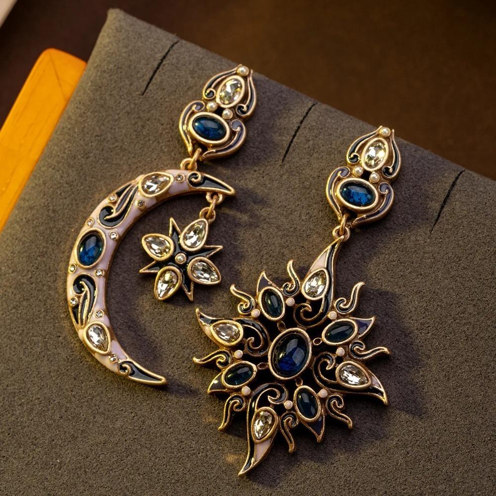 Embedded Sun Moon Earrings Versatile Stud Earring Aesthetics Ear Jewelry  Mom
