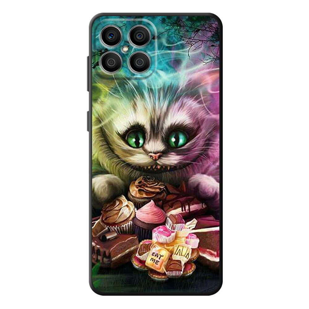 Black TPU Phone Case for Realme C21Y C20 C11 C15 C12 C35 C21 C25 C3 XT GT Narzo30A Alice In Wonderland Cheshire Cats Cover Funda