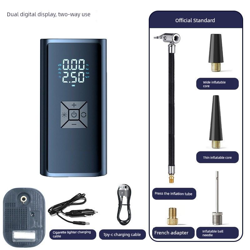 Car Air Pump, Wireless Portable Wired Tire Inflator for Cars, Electric Vehicles, Motorcycles, Automatic Inflator, Air Pump