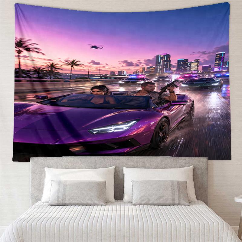 Game Grand Theft Auto Tapestry for Bedroom Aesthetic Classroom Tapestries Wall Hanging for Living Room Dorm Office,Ideal Creative Gift
