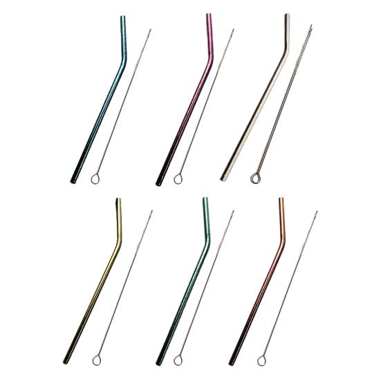Stainless Steel Straw Reusable BPA-free Colorful Ice Flower Design Drinking Straw with Cleaning Brush