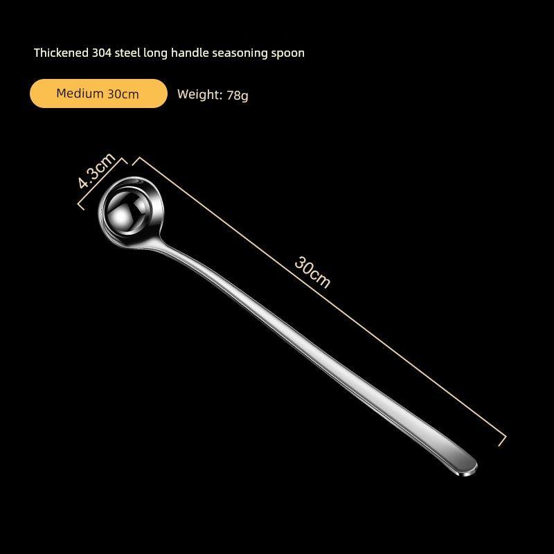 Long-Handled 304 Stainless Steel Spoon for Home Use, Seasoning Spoon, Honey Spoon, Oil and Wine Measuring Spoon, Kitchen Spoon, Condiment Spoon