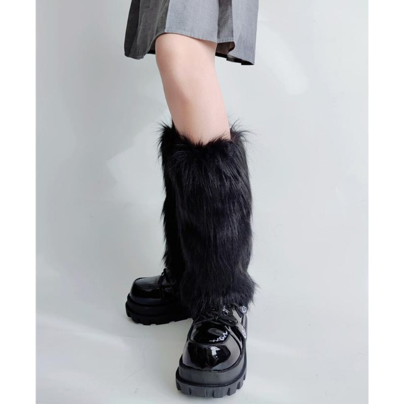 Verdickte Plüsch Socken ohne Füße Anti-Rutsch Design Beinstulpen Herbst Winter Thermisch Pelzig Stiefelüberzieher für Damen Streetwear