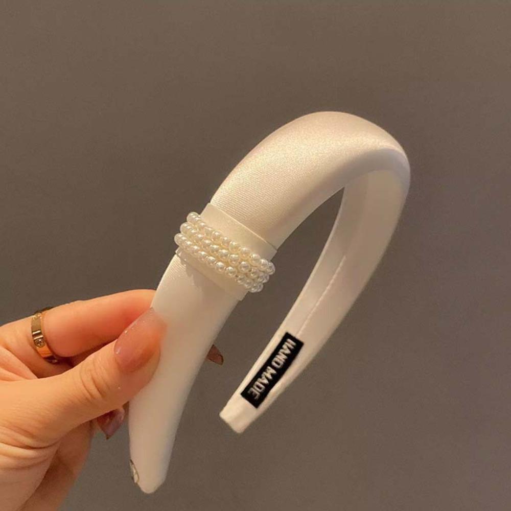 

Жемчуг Губка Повязка на голову Милый Обруч для волос Модная Повязка на голову Для Женщин Девочек белый