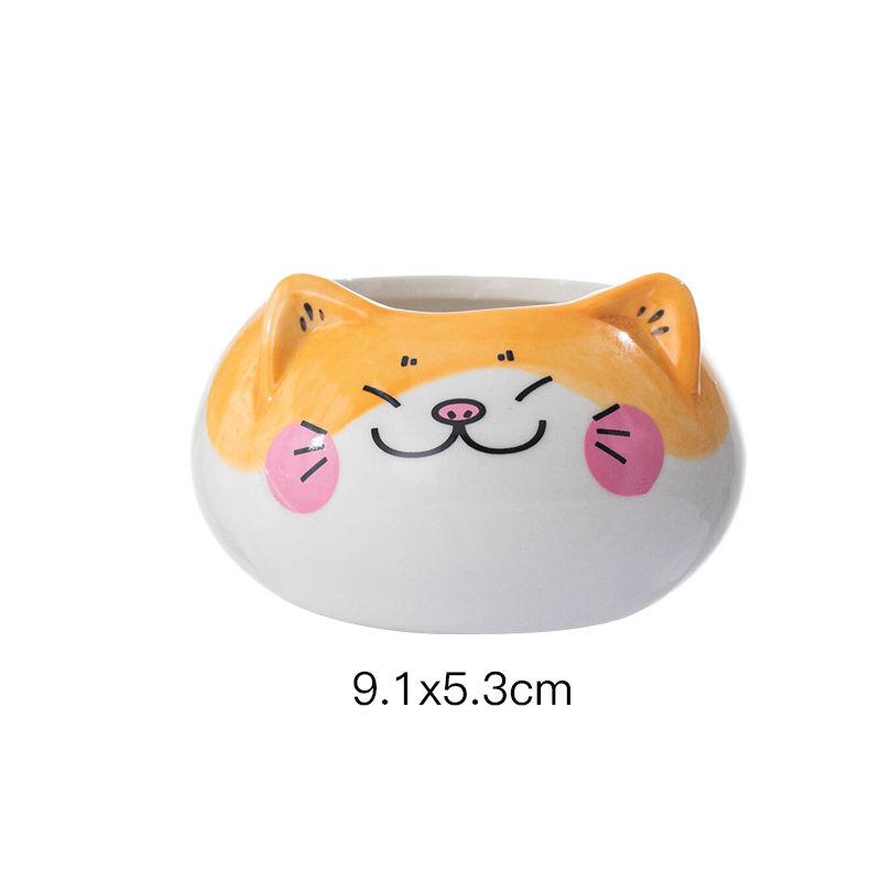 Cartoon Animal Cat Dog Ceramic Vase Small Plant Potted Plant Office Desktop Cat Dog Vase Gift Living Room Countertop Decoration