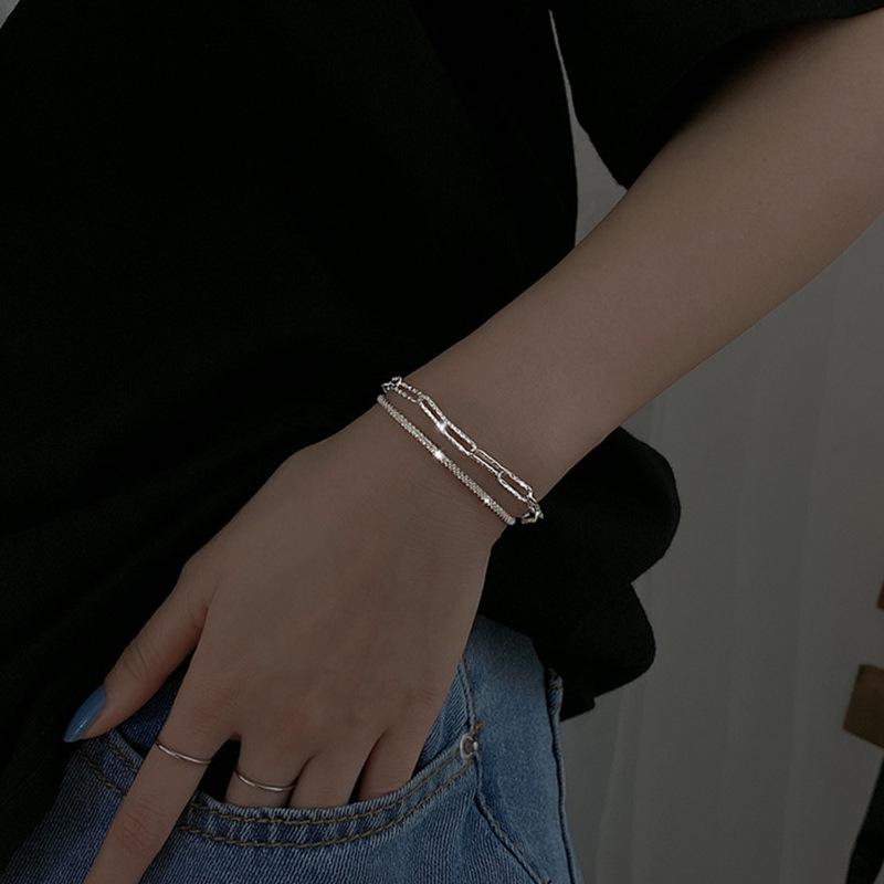 Japanese-Korean Double-Layer Starry Sky Bracelet: Sparkling, Elegant Two-Piece for Women