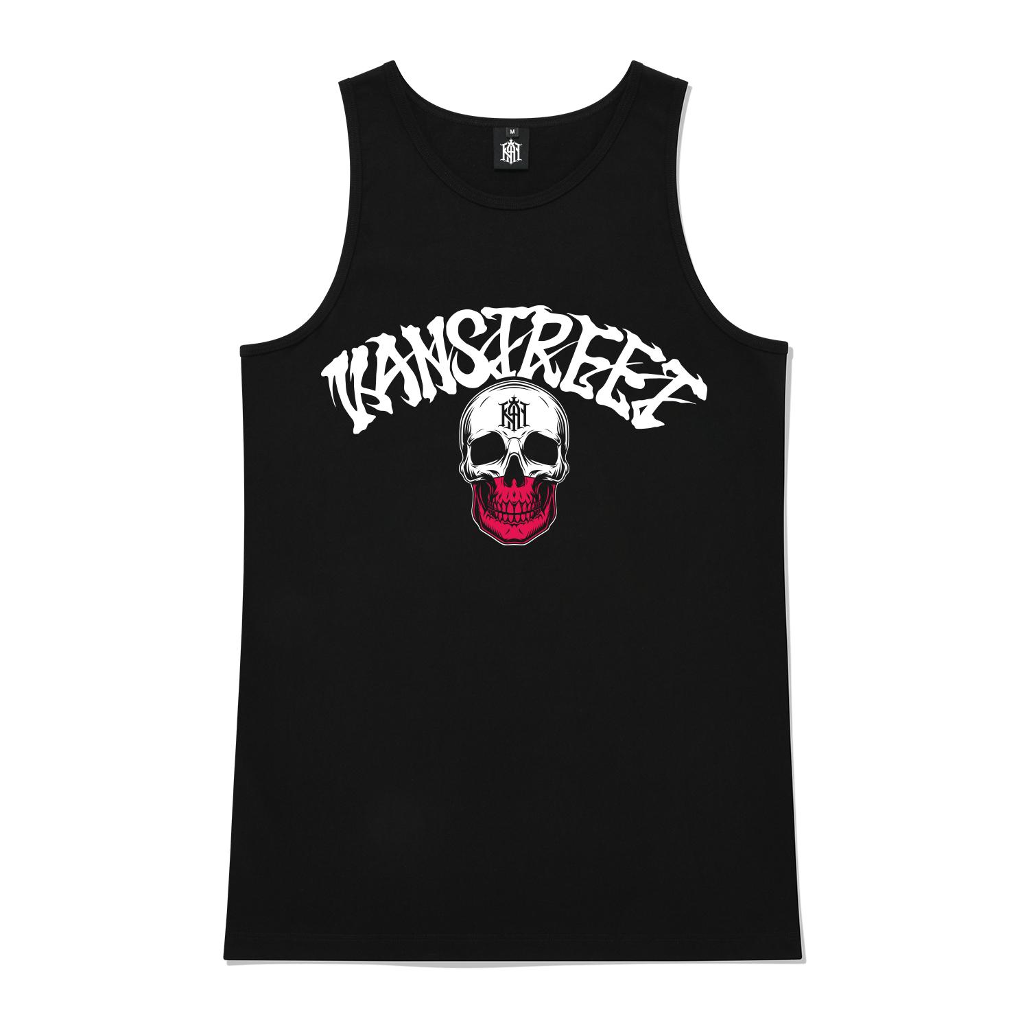 Khan 6312 Ksb0165 Lettering Cocktail Skull Long Sleeveless - Black Black/L