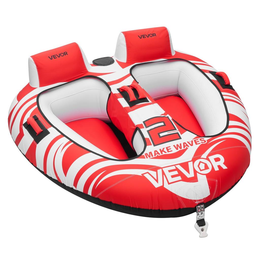 Towable Tubes for Boating, 2-Rider Inflatable Boat Tubes and Towables, 154 kg Capacity Water Sport Tubes for Boat to Pull - with 2 Cockpits, Full