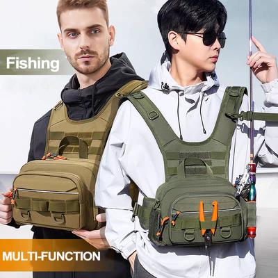 Bolsa Táctica para el Pecho Chaleco Molle Bolsillo Frontal Senderismo al Aire Libre Escalada Pesca Señuelo Bolsa para Kit de Reconocimiento de Viaje Mochila de Camping para Hombres