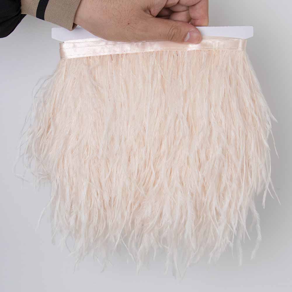 1Meter Red Ostrich Feathers Trim on Tape Ribbon Fringe 8-10cm Fabric Skirt Sewing Trimmings Feather Dress Clothes Decoration