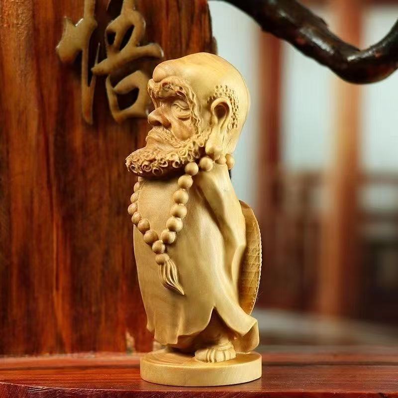 wood carving Bodhidharma Patriarch sculptures and figurines Shak buddha characters little buddha Home Room Office the buddha