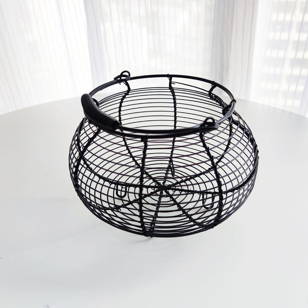 Round Hand-held Woven Iron Egg Basket for Kitchen Use