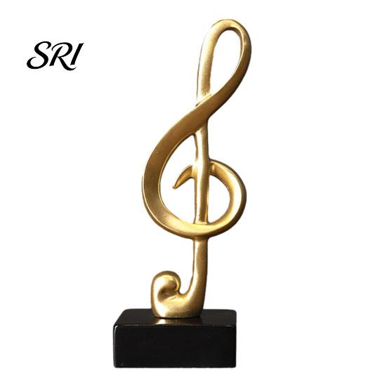 Versatile Music Figurine Note Sculpture Gold Resin Musical Symbol Modern Decor Tabletop Decoration for Piano Room Home Office Table Centerpiece Small