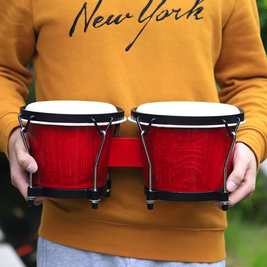 IRIN African Bongo Drum Wooden Clear Sound Percussion Instrument Thick Goatskin Tambourine Rhythm Music Parts Can Tuning
