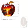 Landscape Pattern Apple Shape Table Ornaments 2D Flat Statue Decor Trendy Crafts Gifts  Home Decor