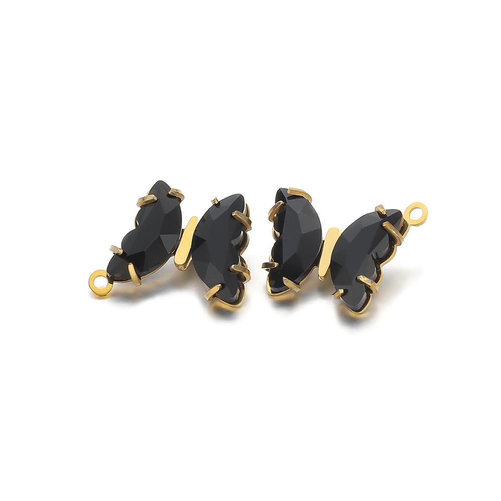 5pcs Stainless Steel Transparent Crystal Glass Butterfly Charms for DIY Jewelry Exquisite Necklace Findings Earrings Making