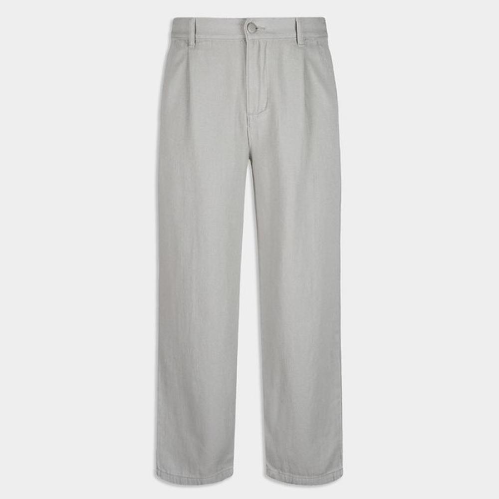 Weekhour One Tuck Banding Wide Cotton Pants Gray L.GREY/S