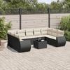 VidaXL Garden Lounge Set with Cushions 10 Pcs, Patio Sofas, Patio Furniture Set, Outdoor Furniture, Black 3221805