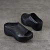 Johnature Genuine Leather Lightweight Thick Soled Peep Toe Slippers Versatile Wedge Heel Women's Slip-on Shoes