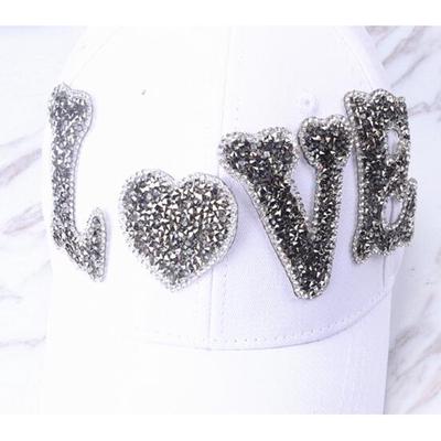 LOVE Heart Rhinestone Patch Applikasjoner Strykevesker Klær Dekorative