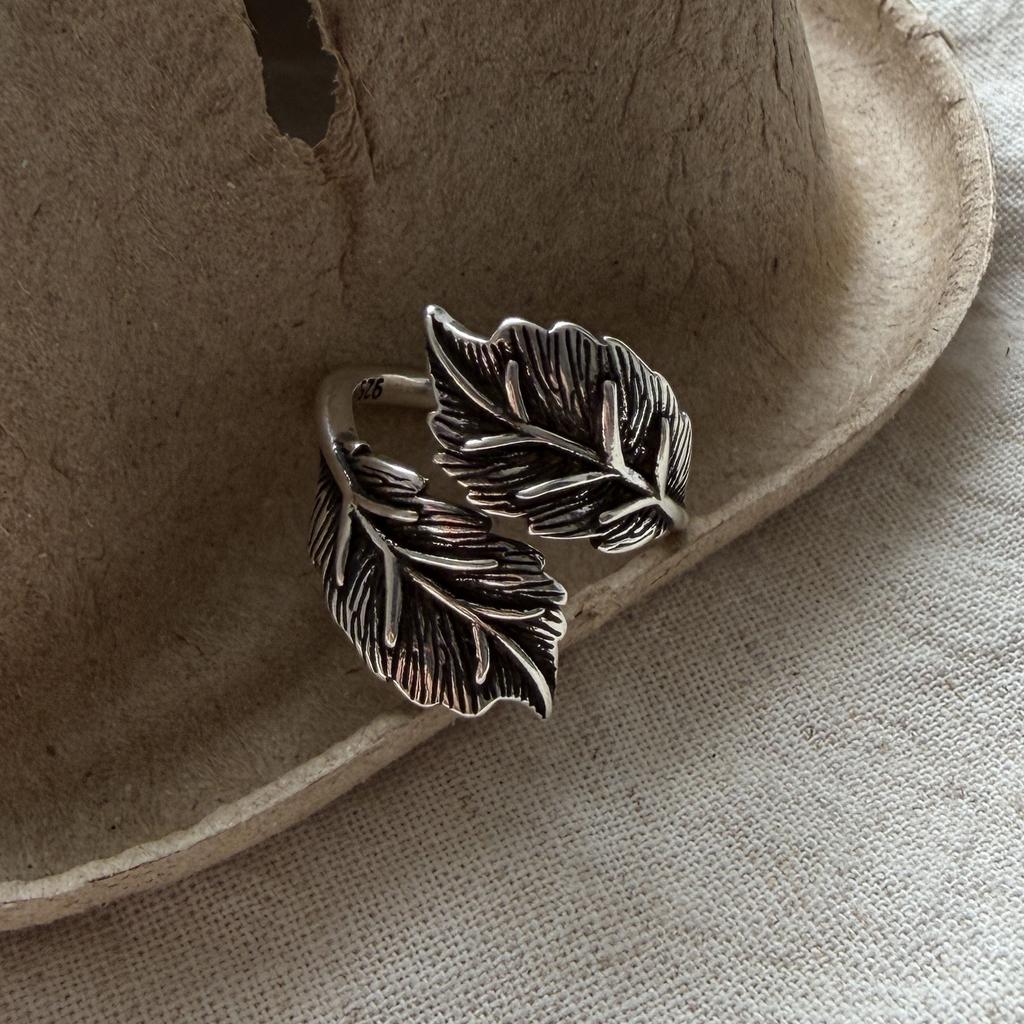 Xiaomi 925 Sterling Silver Rings for Women Couple Minimalist Handmade Simple Retro Leaf Ring Fine Jewelry Gift Prevent Allergy