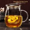 Tall Hat Heat-Resistant Glass Teacup with Metal Infuser and Lid