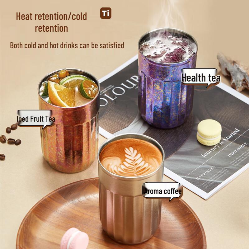 FUGUANG Shixi Pure Titanium Insulated Double-Drink Coffee Water Bottle