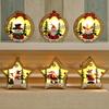 Christmas Hanging Ornaments Star Round Santa Snowman LED Light Wooden Pendant Christmas Decorations Snowman Star Style