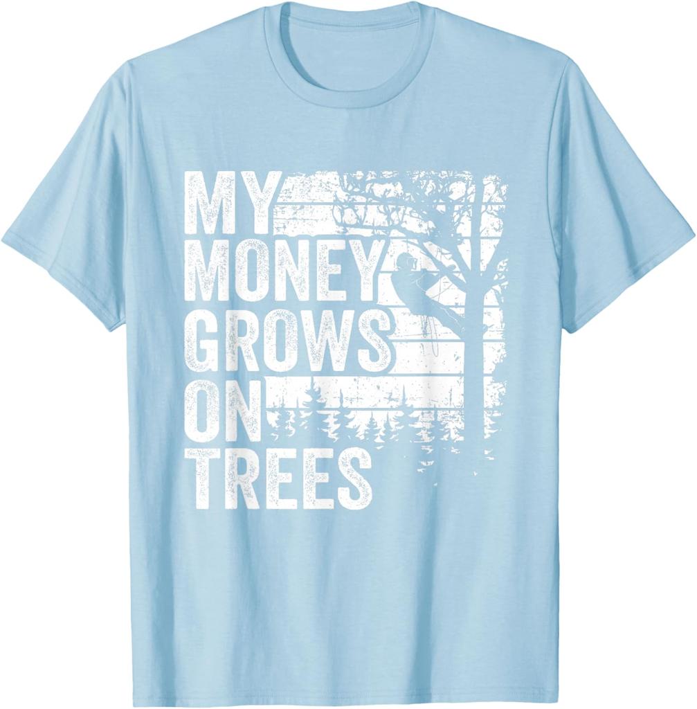 Arborist Money Grows On Trees Graphic Tee Tree Climber Vintage TShirt for Men