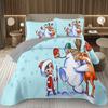 Copriletto Buon Natale, Set Copriletto Pupazzo di Neve Kawaii Queen/Full per Camera da Letto Bambini Ragazzi Ragazze, Set Piumino Tema Natale Cartone Animato