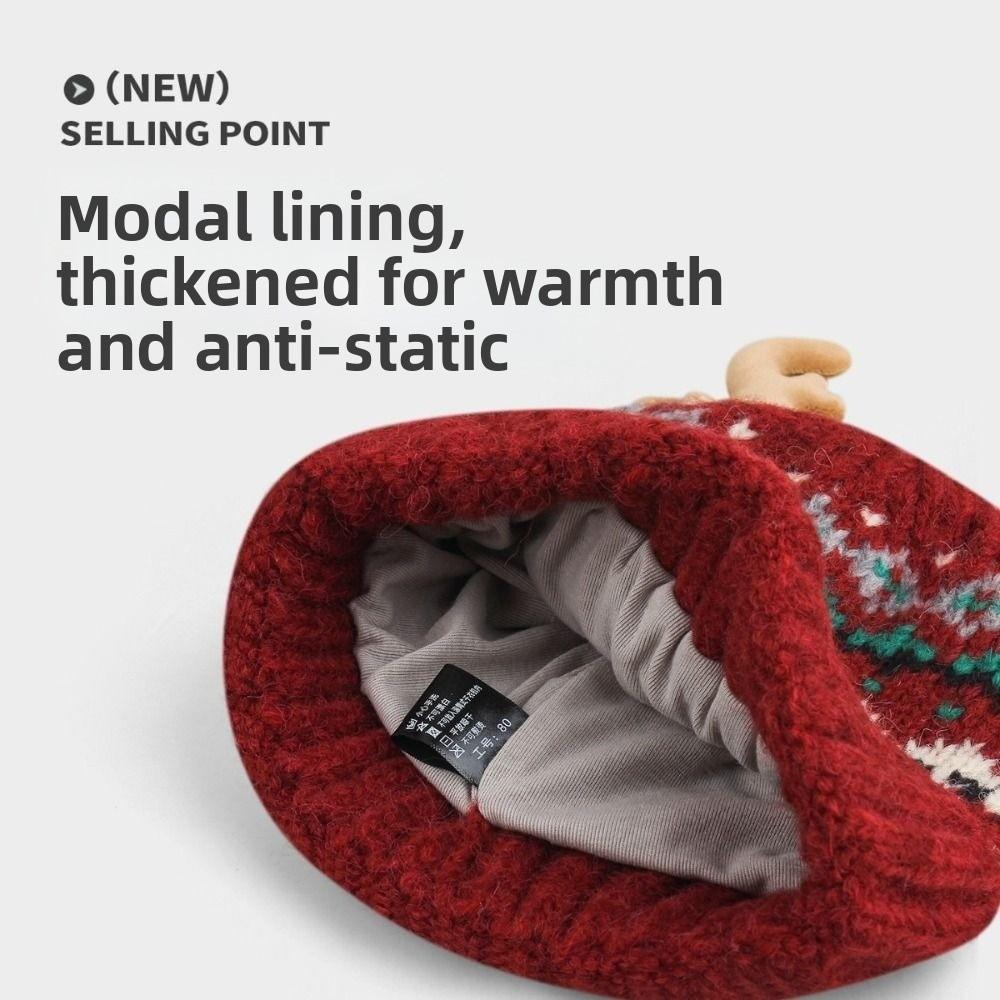 Windproof Knitted Deer Antler Hat Knitted Festival Christmas Antler Hat New Deer Hat  Outdoor