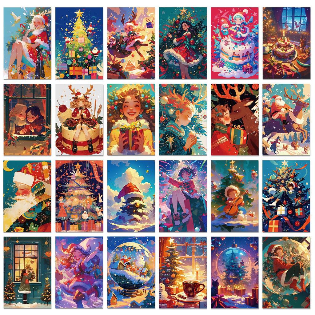 50 Christmas Day Celebration Christmas Eve Wall Decoration Cards Children Diy Indoor Bedroom Message Postcards