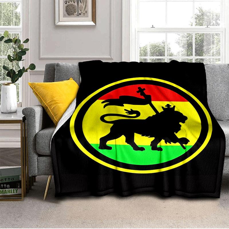 Ethiopian Flag With Lion And Stars Blanket Suitable for Sofas, Beds, Offices, And Camping - Perfect Gift for Halloween Christmas