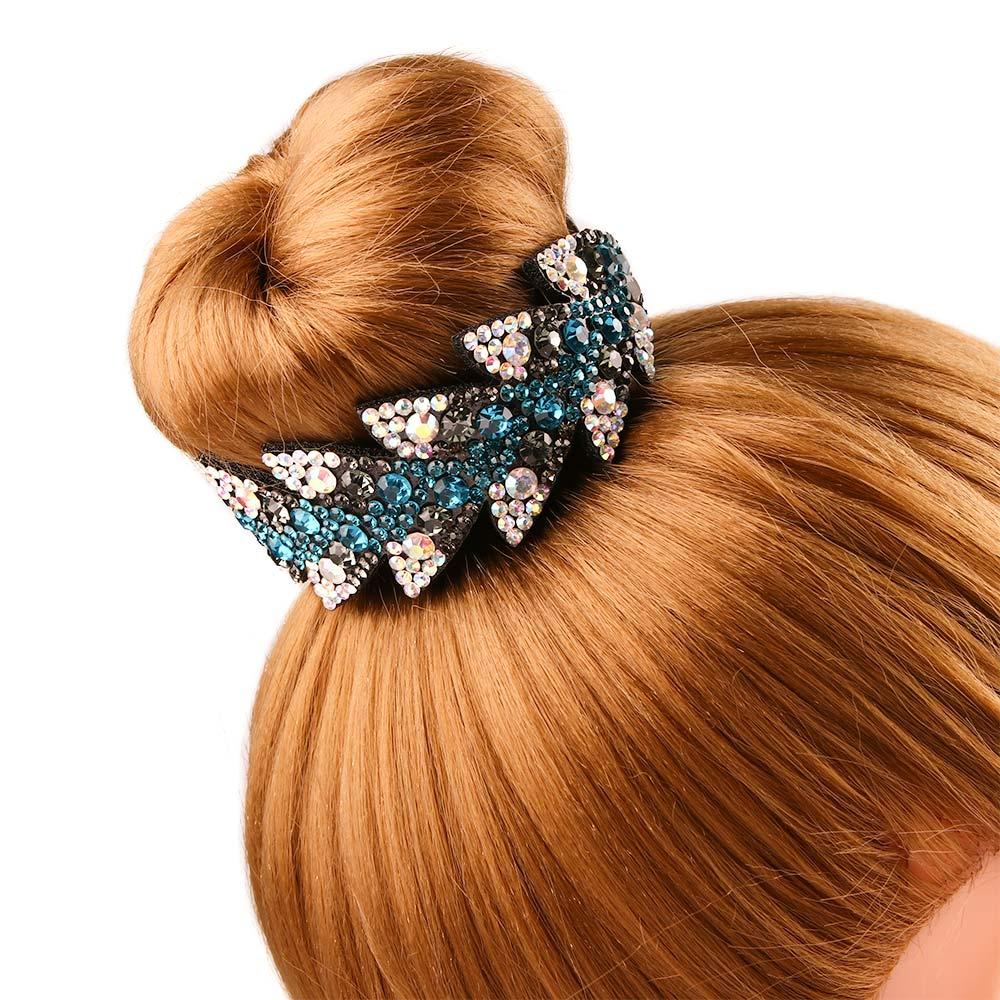 

Rhinestone Ponytails Hair Claw Bird Nest Twist Clip Leaves Hair Claw Floral Bun Maker Headwear Фіолетовий