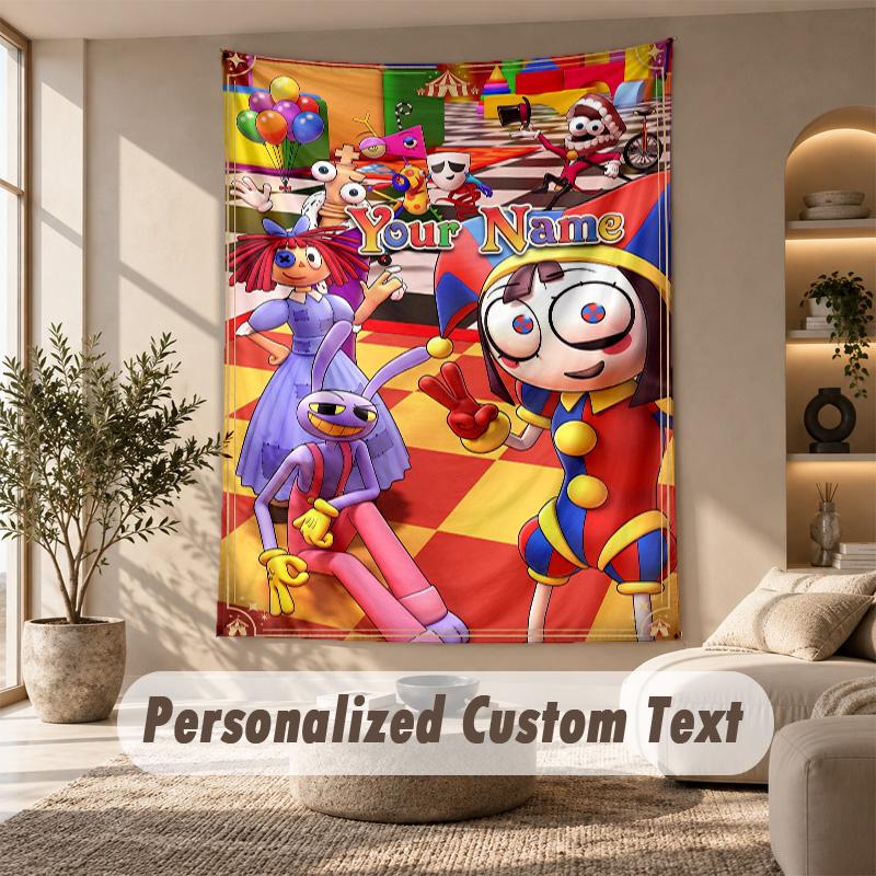 The Amazing Digital Circus Tapestry, Personalized Custom Text, Wall Hanging Tapestry For Living Room Home Wall Decor
