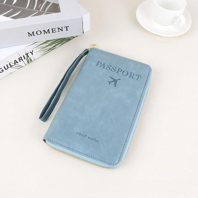 RFID Long Passport Folder Ticket Storage ID Bag Multifunctional Travel Zipper Passport Bag